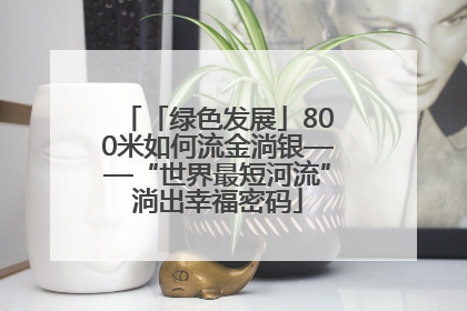 「绿色发展」800米如何流金淌银——“世界最短河流”淌出幸福密码