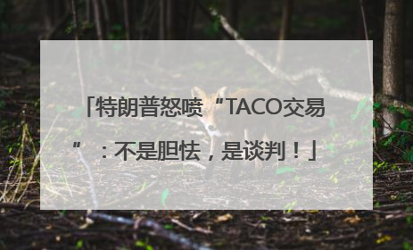 特朗普怒喷“TACO交易”：不是胆怯，是谈判！