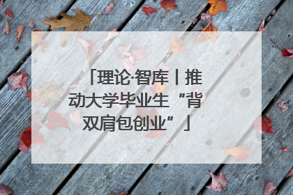 理论·智库丨推动大学毕业生“背双肩包创业”