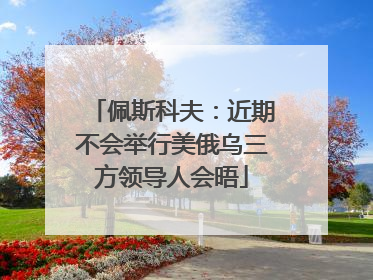 佩斯科夫：近期不会举行美俄乌三方领导人会晤