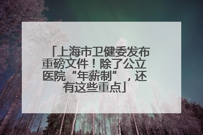 上海市卫健委发布重磅文件！除了公立医院“年薪制”，还有这些重点