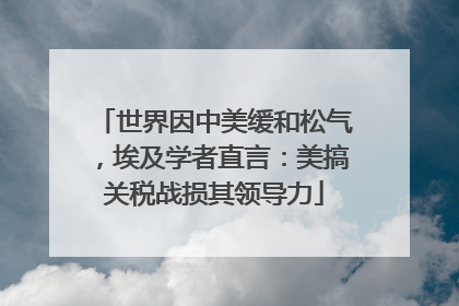 世界因中美缓和松气，埃及学者直言：美搞关税战损其领导力