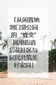 从闲置地到口袋公园的“蝶变” 凤里街道后花社区与居民共筑美好家园