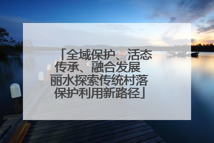 全域保护、活态传承、融合发展 丽水探索传统村落保护利用新路径