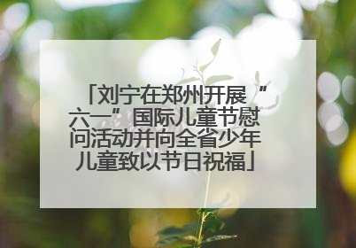 刘宁在郑州开展“六一”国际儿童节慰问活动并向全省少年儿童致以节日祝福