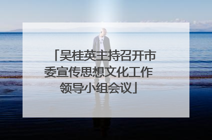 吴桂英主持召开市委宣传思想文化工作领导小组会议