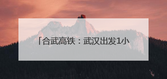 合武高铁：武汉出发1小时到合肥3小时到上海
