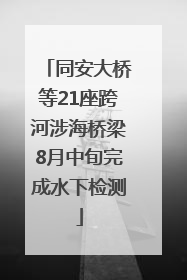 同安大桥等21座跨河涉海桥梁8月中旬完成水下检测