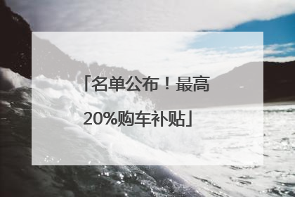 名单公布！最高20%购车补贴