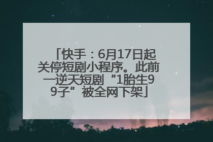快手：6月17日起关停短剧小程序。此前一逆天短剧“1胎生99子”被全网下架