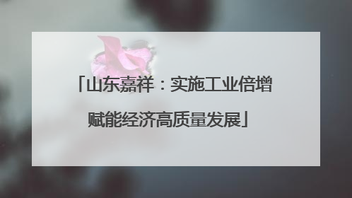 山东嘉祥：实施工业倍增 赋能经济高质量发展