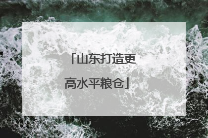 山东打造更高水平粮仓