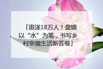 惠泽18万人！盘锦以“水”为笔，书写乡村幸福生活新答卷