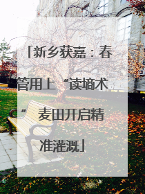 新乡获嘉：春管用上“读墒术” 麦田开启精准灌溉