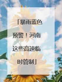 暴雨蓝色预警！河南这些高速临时管制