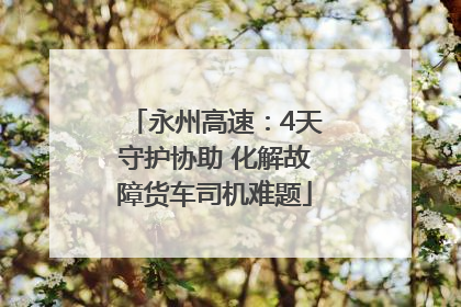 永州高速：4天守护协助 化解故障货车司机难题