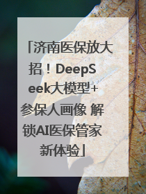 济南医保放大招！DeepSeek大模型+参保人画像 解锁AI医保管家新体验