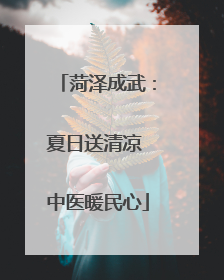 菏泽成武：夏日送清凉 中医暖民心