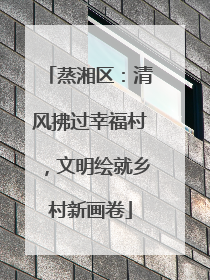 蒸湘区：清风拂过幸福村，文明绘就乡村新画卷