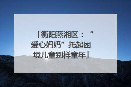 衡阳蒸湘区：“爱心妈妈”托起困境儿童别样童年