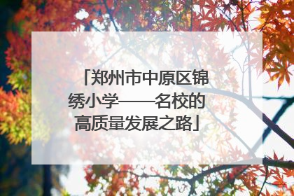 郑州市中原区锦绣小学——名校的高质量发展之路