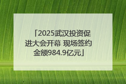 2025武汉投资促进大会开幕 现场签约金额984.9亿元