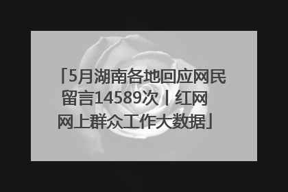5月湖南各地回应网民留言14589次丨红网网上群众工作大数据
